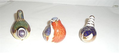 Lot 90 - Three Royal Crown Derby bird paperweights