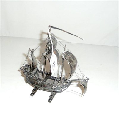 Lot 96 - A Portuguese silver model Galleon