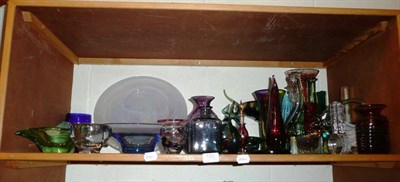 Lot 101 - Various modern coloured glassware including Whitefriars, Vasart, etc