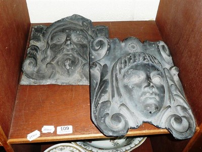 Lot 109 - Two lead figural drain covers