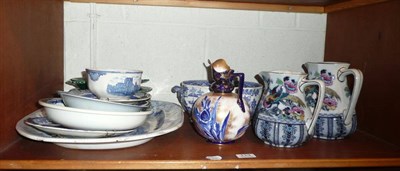 Lot 113 - Decorative ceramics including a Royal Doulton blue and gilt jug, a graduated set of three Losol...