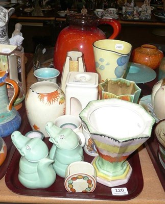 Lot 128 - West German pottery jug, Carltonware crocodile pots, 1930's pottery, etc