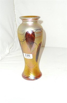 Lot 135 - Okra opalescent glass vase signed R P Golding