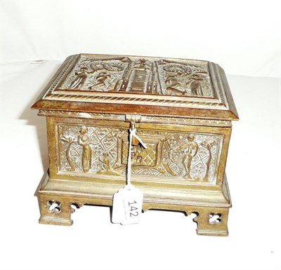 Lot 142 - Brass relief decorated box