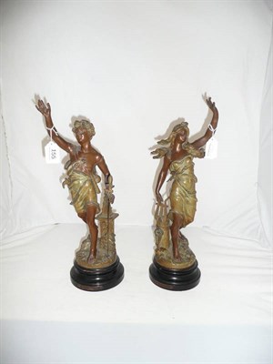 Lot 155 - A pair of spelter figures after Bruchon