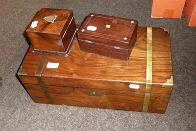 Lot 172 - A mahogany travelling writing box and two smaller boxes