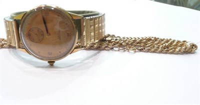 Lot 193 - An Orator gents wristwatch, a 9ct gold bracelet and a 9ct rope necklace