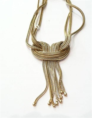 Lot 208 - A 9ct gold knot and tassel necklace