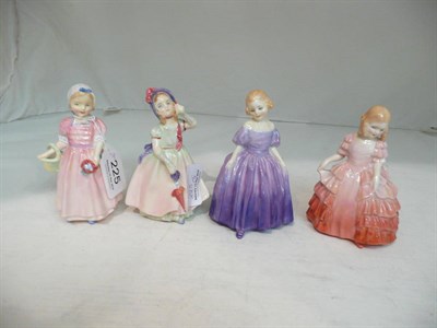 Lot 225 - Four Royal Doulton figures - 'Marie', 'Babie', 'Rose' and 'Tinkle Bell'