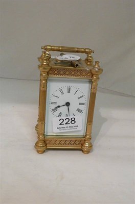 Lot 228 - French carriage timepiece and key