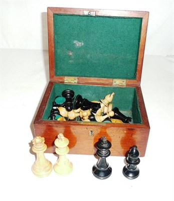 Lot 244 - Carved wooden chess set in box, Jacques/Staunton