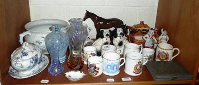 Lot 250 - Beswick Shetland pony, Beswick horse, pair of Beswick King Charles spaniels, Cottage ware tea...