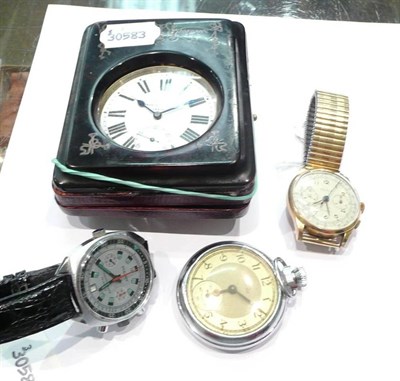 Lot 321 - A steel chronograph wristwatch signed Poljot, chronograph wristwatch stamped 18k signed Denis (af)