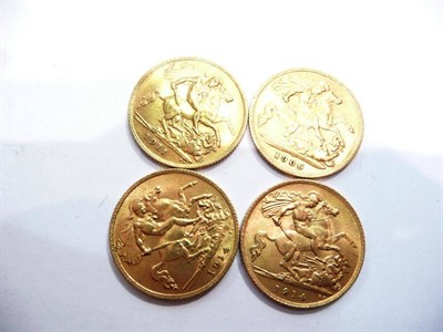 Lot 350 - Four gold half sovereigns (4)