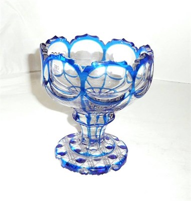 Lot 380 - Large blue flashed glass goblet