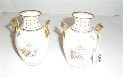 Lot 388 - Pair of Copelands twin handled vases, retailed by Goode of London