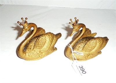 Lot 390 - August Klein, Vienna, a pair of gilt bronze swans