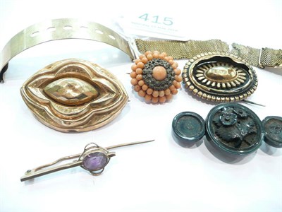 Lot 415 - Assorted Victorian brooches and a bracelet (all a.f.)