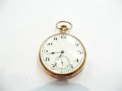 Lot 432 - An 18ct gold open faced pocket watch (a.f.)