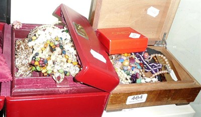 Lot 464 - Three boxes with costume jewellery contents