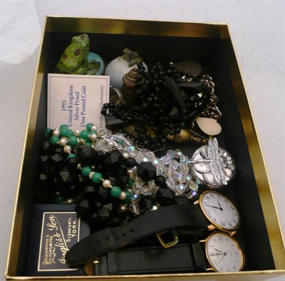 Lot 492 - A collection of costume jewellery and bijouterie including a Whitby jet necklace, a French jet...