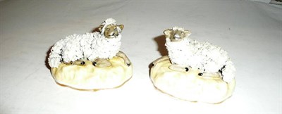 Lot 541 - a pair of 19th century Samuel Alcock Staffordshire porcelain recumbent sheep, impressed model...