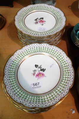 Lot 567 - 19th century floral-painted part dessert service