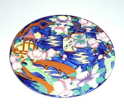 Lot 570 - Maling tube lined plate with Chinese lantern pattern