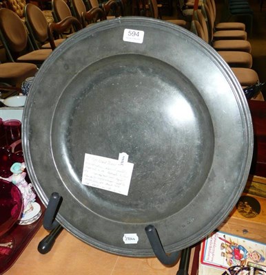 Lot 594 - Pewter charger