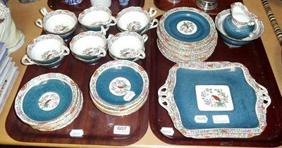 Lot 607 - A Royal Worcester 'Old Worcester Parrot' tea service comprising twelve cups and saucers, sugar...