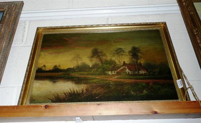 Lot 634 - Oil on canvas, River Scene, signed H Cole