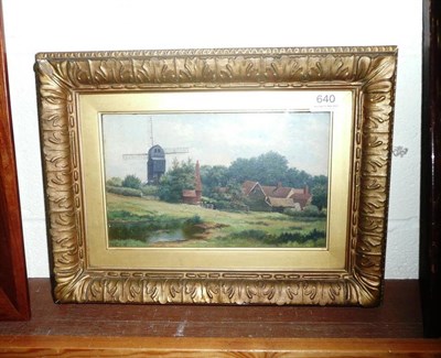 Lot 640 - Windmill in Worcestershire Landscape, oil on panel, signed HC