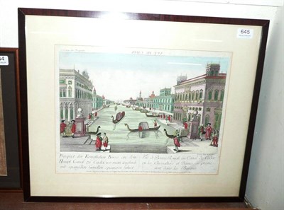 Lot 645 - A framed coloured engraving of Venice