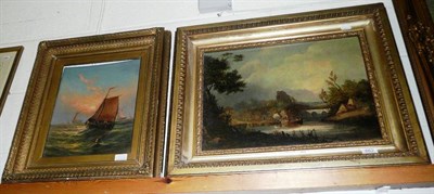 Lot 662 - Oil on panel - river landscape attributed to Joseph Paul and an oil seascape (2)