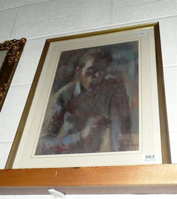 Lot 663 - Portrait of a man, pastel signed J Mackie, '77