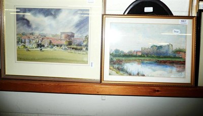 Lot 667 - Two framed and glazed watercolours