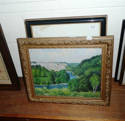 Lot 673 - Arthur Bateman framed oil on canvas of a country scene and two other pictures (3)