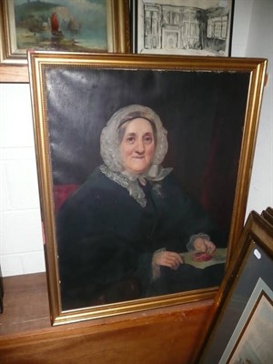 Lot 683 - Portrait of an elderly lady, oil on canvas