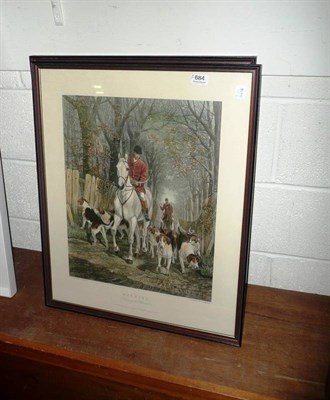 Lot 684 - Kutani vase, Villeroy & Boch plaque and brass stand and pair of hunting prints