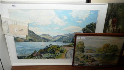 Lot 685 - Walter Horsnell watercolour, oil on canvas sailing boats (2)