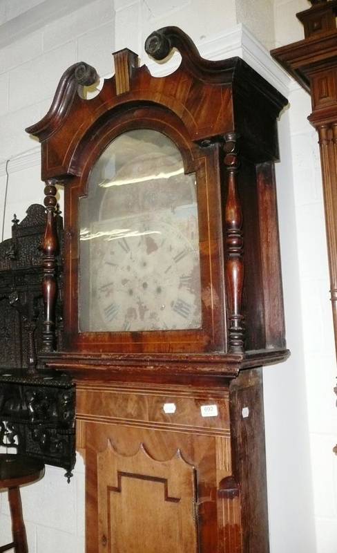 Lot 692 - A longcase clock case and two clock dials