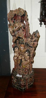 Lot 700 - Wooden carving of Asian figures