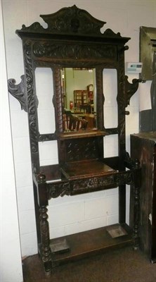 Lot 701 - Victorian carved oak hall stand