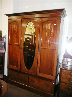 Lot 704 - Mahogany wardrobe and dressing chest and two bedroom chairs