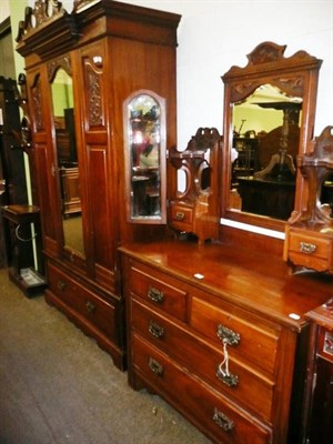 Lot 706 - Walnut wardrobe and dressing chest