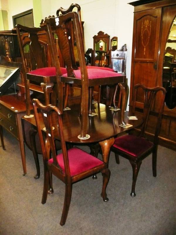 Lot 715 - Drop leaf table and four chairs and two other chairs