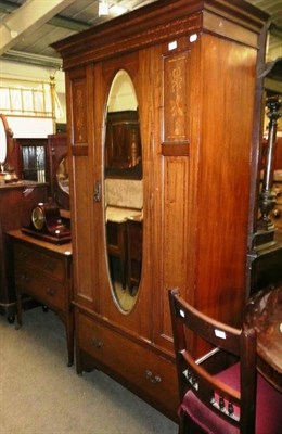 Lot 722 - Edwardian wardrobe, dressing table and two chairs (4)