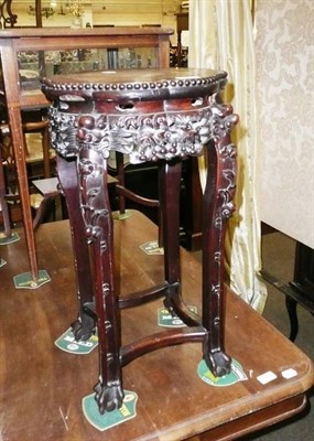 Lot 727 - Burmese occasional table, carved hardwood with inset marble top, circa 1900