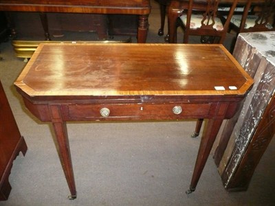 Lot 753 - Mahogany inlaid fold-over tea table