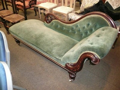 Lot 762 - Victorian mahogany framed green chaise longue